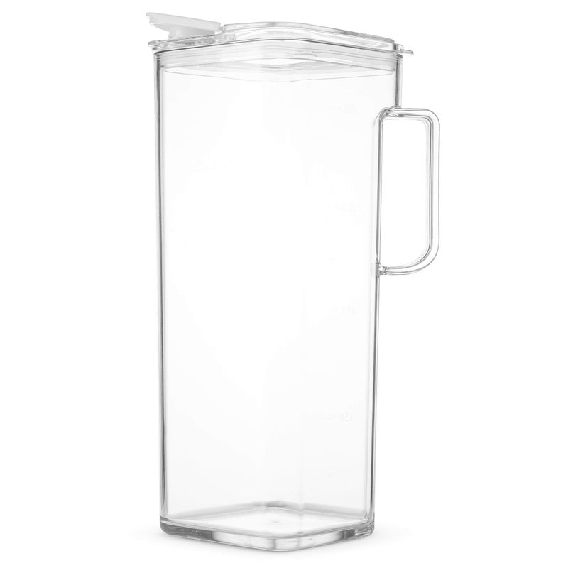 Komax Tritan Plastic Water Pitcher with Lid â€“ BPA-Free, Square Water & Iced Tea Pitcher - Dishwasher Safe â€“ Tea, Sangria, or Juice Containers with Lids for Fridge (2.4 Qt) - Image 2
